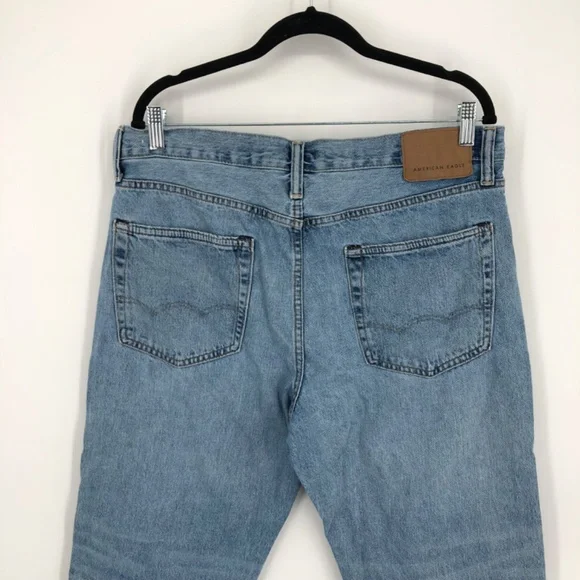 American Eagle Mens Relaxed Straight Jeans‎ Size 36x29 Light Wash - Picture 7 of 16